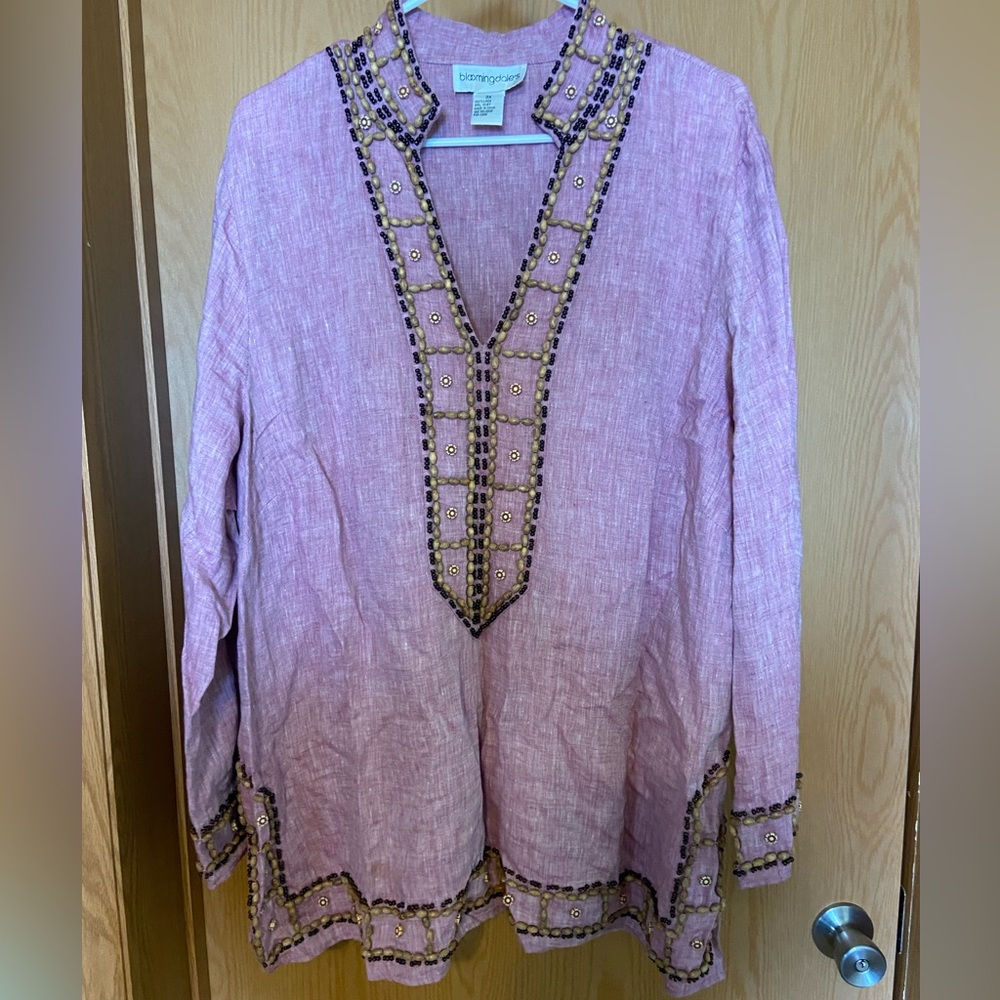 Bloomingdale’s linen beaded tunic